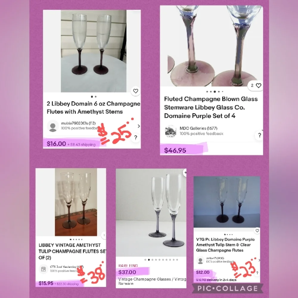 Pair of Domaine Amethyst Stemmed Champagne Flutes - Picture 8 of 9